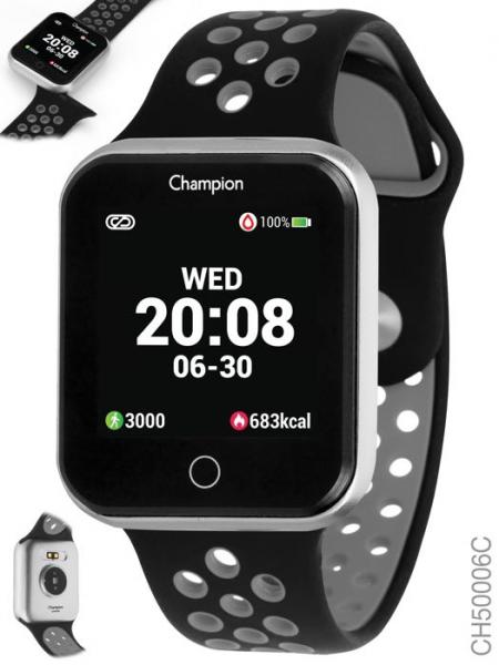 Smartwatch Champion Preto com Prata