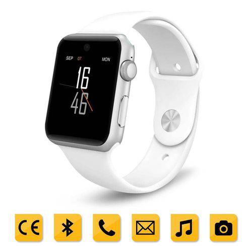 Smartwatch Chip Todas Operadoras Bluetooth Camera Selfie Touch Android A1 Branco e Prata