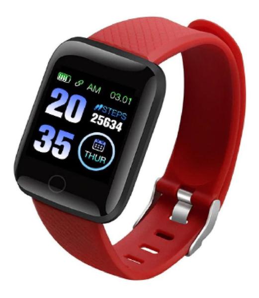 Smartwatch D13 Relógio Inteligente Ritmo Cardíaco Pressão Arterial Calorias - Vermelho - Smart Bracelet