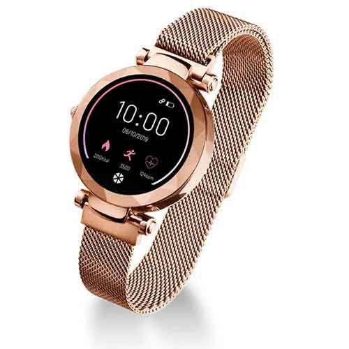 Smartwatch Dubai Atrio Dourado com 1,08", Pulseira em Aço, Bluetooth e 512 KB