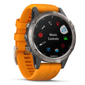 Smartwatch Fênix 5 Plus Safira Garmin Resistente à Água com GPS e Bluetooth – Cinza e Laranja