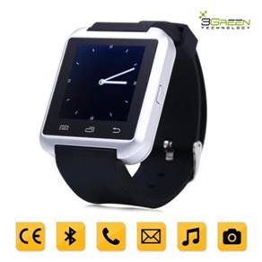 Smartwatch 3Green Bluetooth Android Touch com Pedômetro e Contador de Calorias U8 Preto e Prata