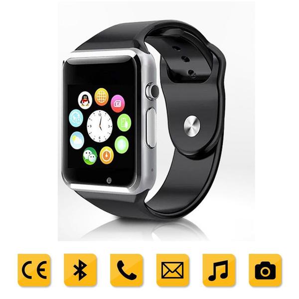 Smartwatch GT08 Relógio Inteligente Bluetooth Gear Chip Android IOS Touch Faz e Atende Ligações SMS Câmera - Prata - Gt Smart