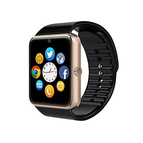 Smartwatch GT08 Relógio Inteligente Bluetooth Gear Chip Android IOS Touch Faz e Atende Ligações SMS Pedômetro Câmera - DOURADO