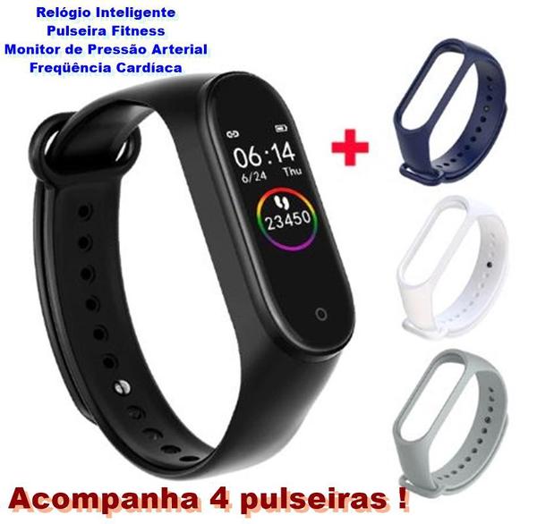Smartwatch M4 Relógio Inteligente Pulseira Fitness Monitor de Pressão Arterial Freqüência Cardíaca - Sysotoryu
