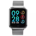 Smartwatch P70 Esporte Rastreador Fitness Pulseira Metal e Silicone Prata