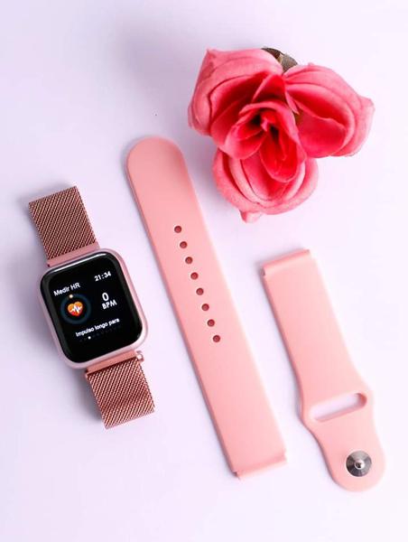 Smartwatch P70 Rose Duas Pulseiras - Bracelet Smart