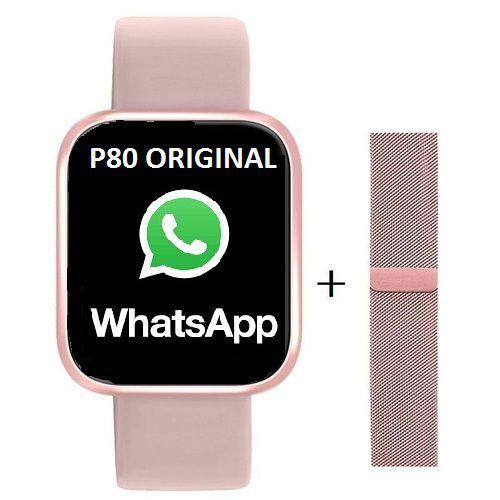 Smartwatch P80 Original Rosa com 2 Pulseiras - Sport Bracelet