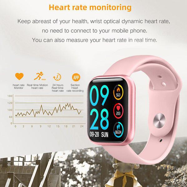 Smartwatch P90XS Pressão Arterial e Freqüência Cardíaca Resistente Água Rastreador Monitorador de Esporte - Rosa - P Smart