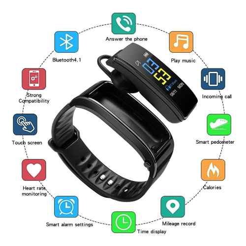 Smartwatch Pulseira Inteligente Y3 e Fone de Ouvido Bluetooth - Preto - Smartband