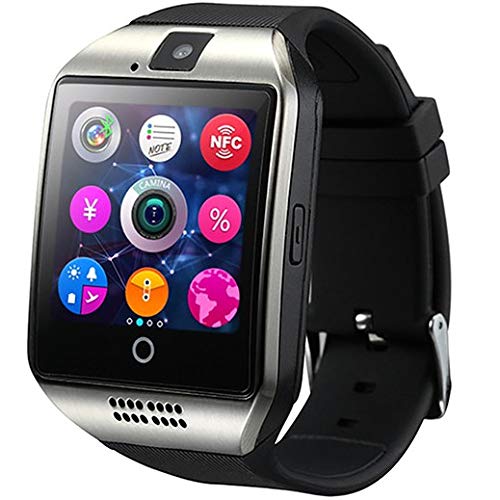 Smartwatch Q18 Relógio Inteligente Bluetooth Gear Chip Android IOS Touch Faz e Atende Ligações SMS Pedômetro Câmera (PRATA)