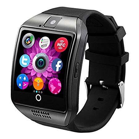 Smartwatch Q18 Relógio Inteligente Bluetooth Gear Chip Android IOS Touch Faz e Atende Ligações SMS Pedômetro Câmera (PRETO) - A1