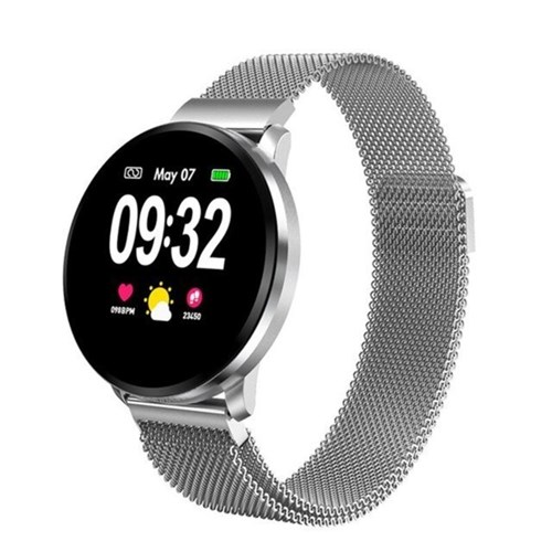 Smartwatch Relógio Eletrônico Cf68 Aço Inox + Pulseira em Silicone De... (Prata)