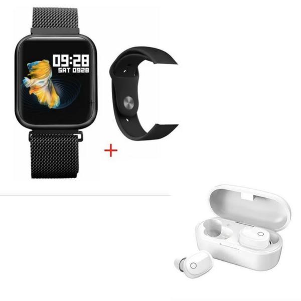 Smartwatch Relógio Fitness Aço P80 + Fone Bluetooth 205 Pro