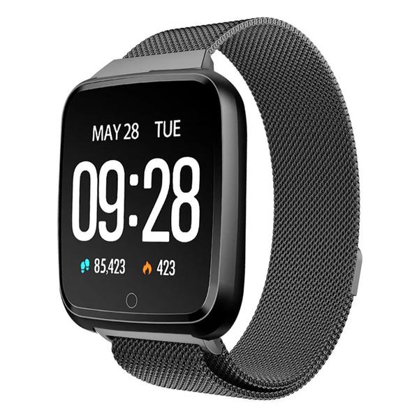 SmartWatch Relógio Inteligente Y7 IPX7 Preto Pulseira Metal