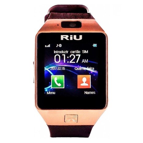Smartwatch Riu R-160 Micro Chip Câmera 2.0 32Mb Mp3 Mp4 Dourado