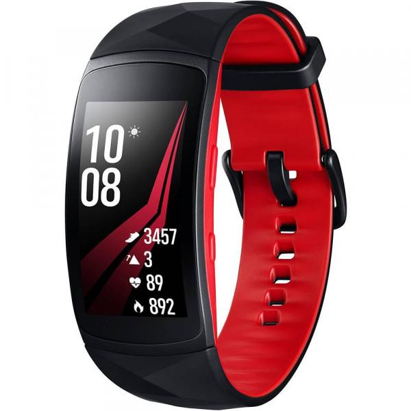 Smartwatch Samsung Gear Fit2 Pro Pulseira P Preto/Vermelho