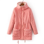 Sobretudo Casaco Parka Jaqueta Feminina Forro Pelucia Inverno Cor Rosa Tamanho G