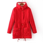 Sobretudo Casaco Parka Jaqueta Feminina Forro Pelucia Inverno Cor Vermelho Tamanho G