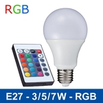 TS LED RGB E27 Controle Remoto Luz Mudando a cor do Spotlight Regulável férias Lamp 85-265V Magia