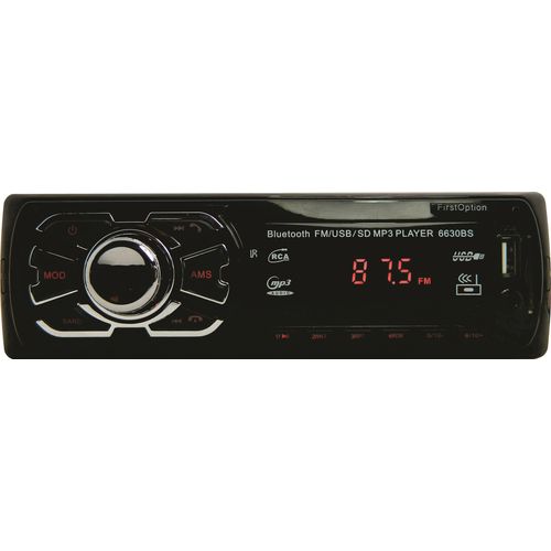 Som Automotivo Rádio Fm Mp3 Bluetooth USB SD FirstOption Preto Display Vermelho