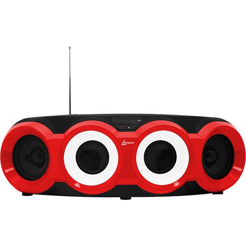 Som Portátil Lenoxx BD1420 CD Player Rádio FM Entrada Auxiliar/USB e MP3 Player - Preto e Vermelho