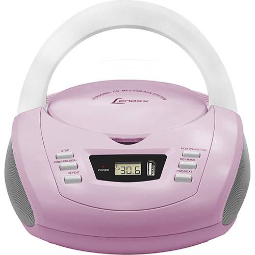 Som Portátil Lenoxx BD125 CD Player Rádio AM/FM Entrada Auxiliar - Lavanda e Branco