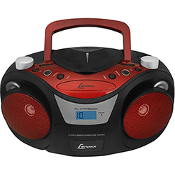 Som Portátil Lenoxx BD1250 CD Player Rádio FM Entrada USB e MP3 - Preto e Vermelho