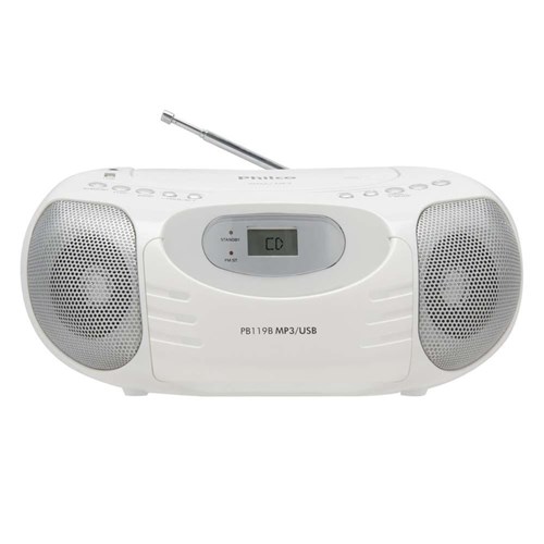 Som Portátil Philco Boombox Pb119b, Mp3, Usb, Wma, Branco - Bivolt