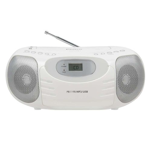 Som Portátil Philco Boombox PB119B, MP3, USB, WMA, Branco - Bivolt