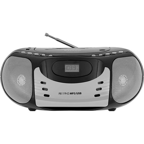 Som Portátil Philco Pb119n2, Mp3, Usb, Auxiliar, Cinza - Bivolt