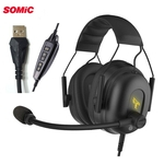SOMiC G951Gaming Headset USB LED Headphone Respiração 3 Cores Backlight Bass Stereo Headset Com MIC para Computador Gamer PS4
