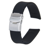 Sports Black Silicone Rubber Watch Strap Banda Implantação Buckle Waterproof 22mm