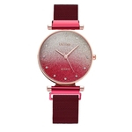 Starry Sky Feminino relógio de pulso de quartzo Movimento relógio de pulso Pulseira malha banda para senhoras Vermelho