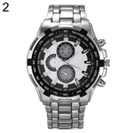 3 sub-marca tom de prata aço inoxidável banda quartzo relógio de pulso do negócio dos homens