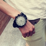 Unisex Sports Relógios Outdoor Moda Quartz Relógio Grande Rodada Dial Relógio de pulso