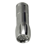 Super brilhante 9LED Mini lanterna de alumínio para camping caminhadas caça prata
