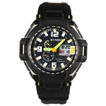 SYNOKE Men Waterproof Double Digital Quartz LED Sports Watch Yellow