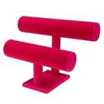 T-bar Jóias Pulseira Relógio Display Stand Titular Veludo Veludo Rosa Quente