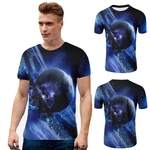 T-shirt Luva Moda 3D estrelado Impressão curta T-shirt para as Mulheres Homens