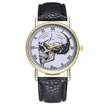 T64 Cranio humano Leather Strap Quartz Watch Moda