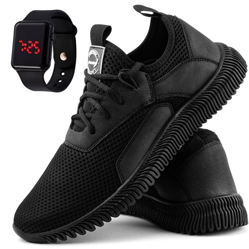 TÃªnis Caminhada Impulsion Masculino Preto + RelÃ³gio Digital - Preto - Masculino - Dafiti