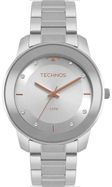 Technos Feminino Trend Redondo Analogico Prata/rose/zirc Aco 2036mkg/1k