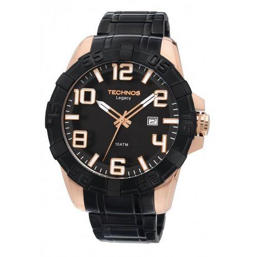 Technos Masculino Legacy Redondo Analogico Calendario Pr/rose Caixa Rose Aco Pr 2315abk/1p