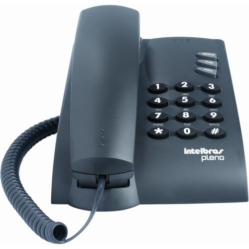 Telefone C/ Fio Pleno Preto, 2 Tipos de Toque, 3 Níveis de Volume de Campainha C/Chave - Intelbras