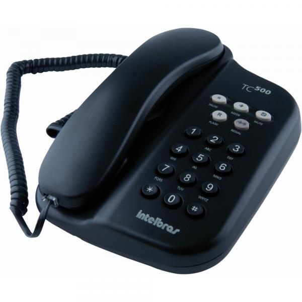 Telefone com Fio Intelbras TC500 Preto, com Chave de Bloqueio