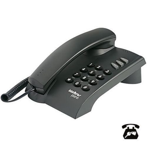 Telefone Pleno com Chave Preto - Funcoes Flash Redial Mute - Opcao de Chave e Bloqueio