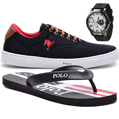 Tênis Masculino Polo Joy C/Relógio e Chinelo