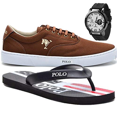 Tênis Masculino Polo Joy C/Relógio e Chinelo