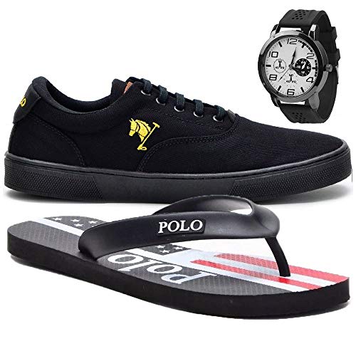 Tênis Masculino Polo Joy C/Relógio e Chinelo